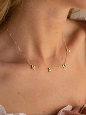 Delicate Gold MAMA Letter Necklace - Feminine Personalized Jewelry